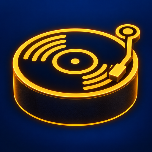 GAME DAY SOUND logo: a neon turntable on a hockey puck